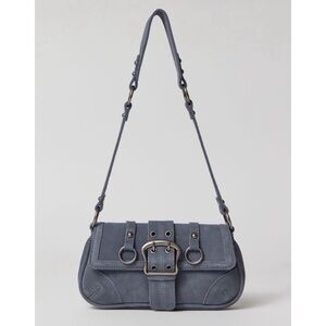 urban outfitters • jade suede small purse shoulder bag with belt dark grey blue
